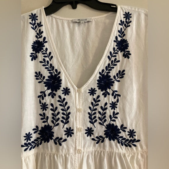 Madewell Embroidered Linen-Blend Alexandra Button-Front Mini Dress, small, NWOT - Picture 6 of 8